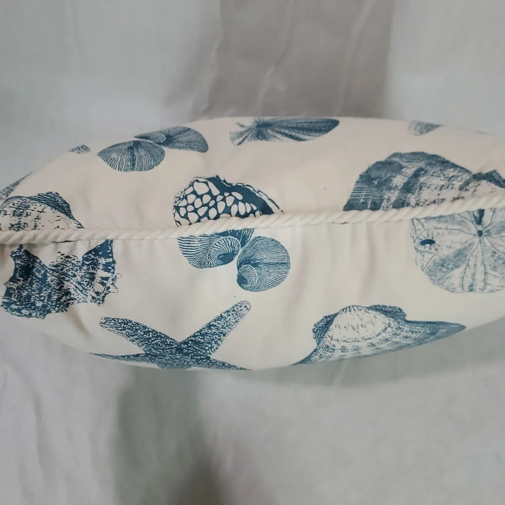 NWT Stratford Beach House Shell Coastal Canvas Down Filled Nautical Decor Pillow